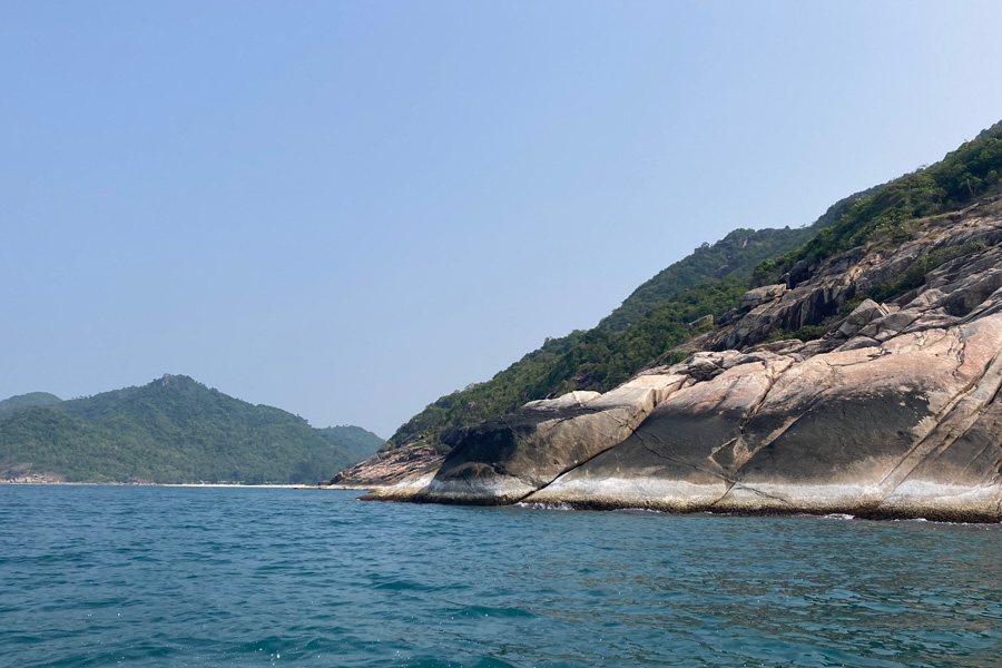 view of bottle beach from the boat