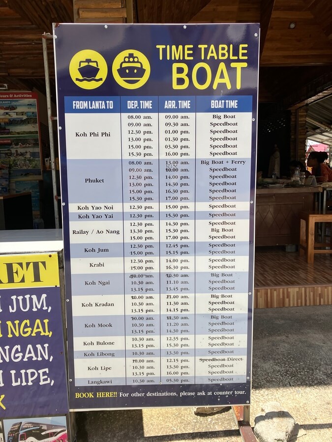 boat times at saladan pier koh lanta